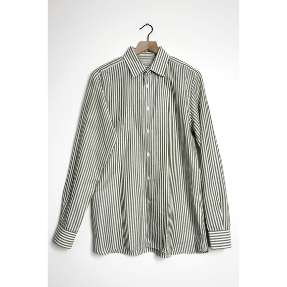 GIEVES & HAWKES Cotton Linen Striped Shirt - Picture 1 of 8